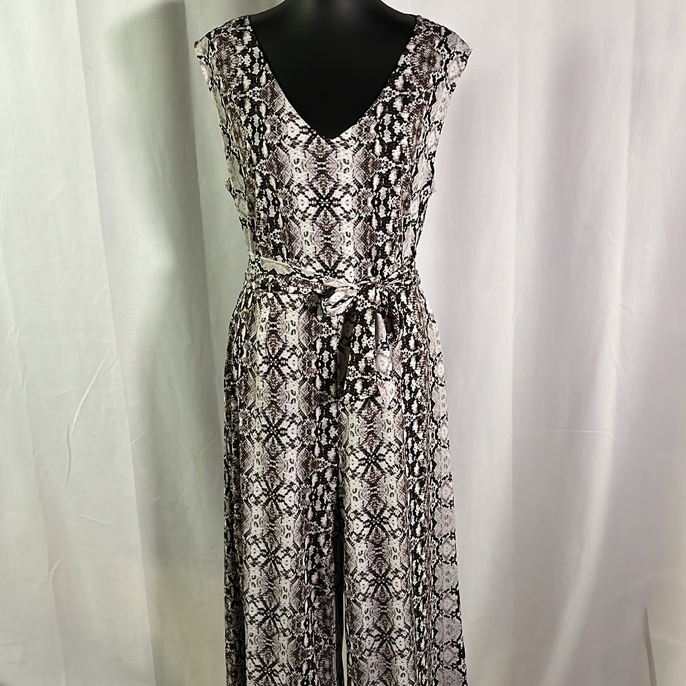 Nicole Miller Black and White Snakeskin Jumpsuit